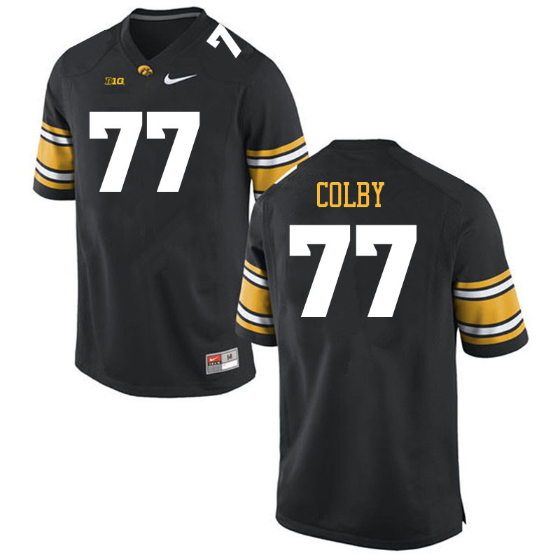 Men #77 Connor Colby Iowa Hawkeyes College Football Jerseys Sale-Black - Click Image to Close